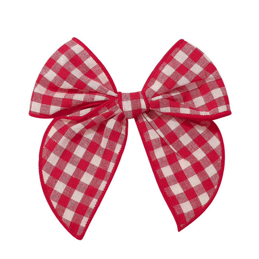New! Cherry Gingham  large classic bow