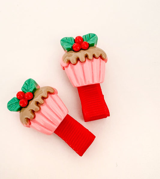 Christmas Pudding fringe clips