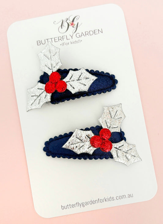 Midnight Holly baby nonslip clip - single or matching pair