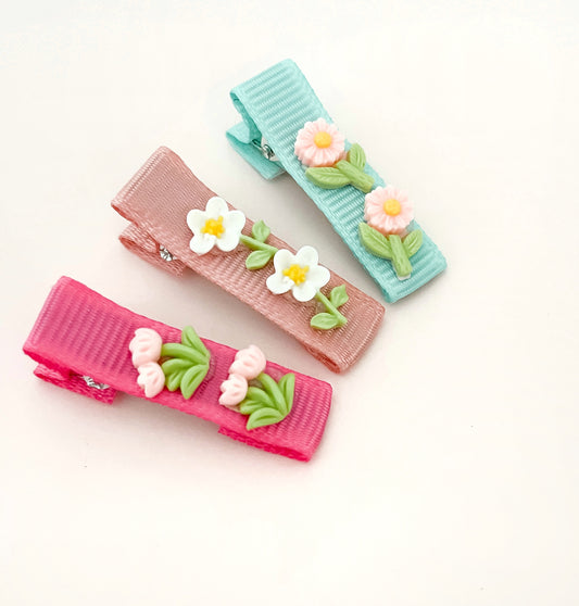 Spring Blossoms Fringe Clip trio