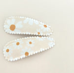 Soft Peach Daisies fabric snap clip duo