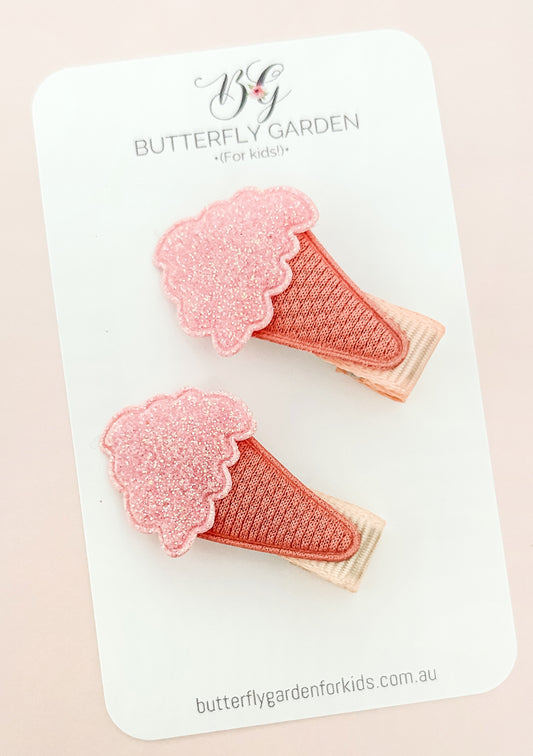 Blush Gelato fringe clip pair