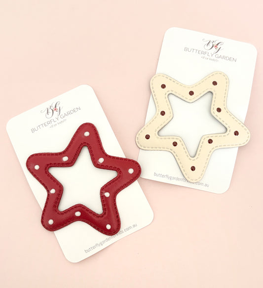 Retro Star hair clips- Red or Ivory