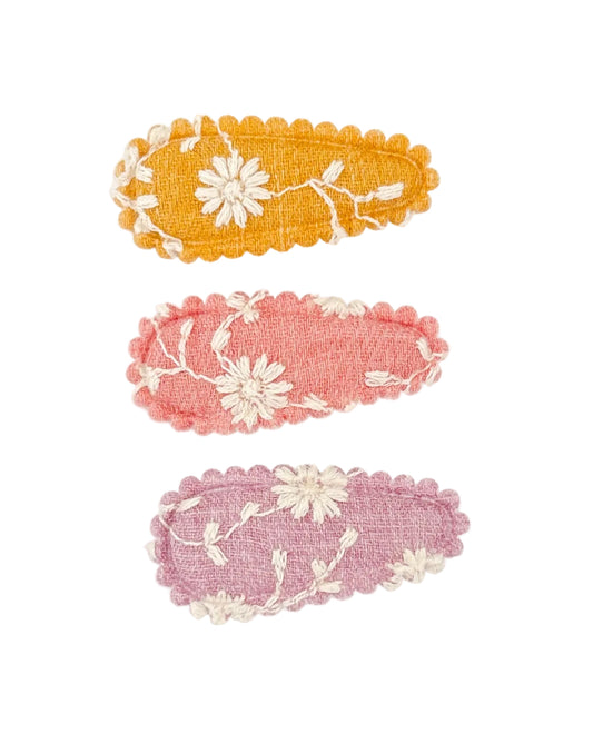 Florence Embroidery trio of baby nonslip clips