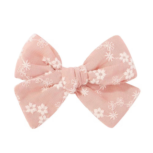 Cashmere embroidery bow hair clip