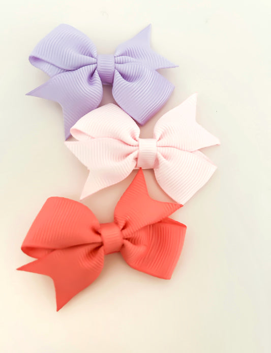 Coral Sunset Mini Grace bow clip trio