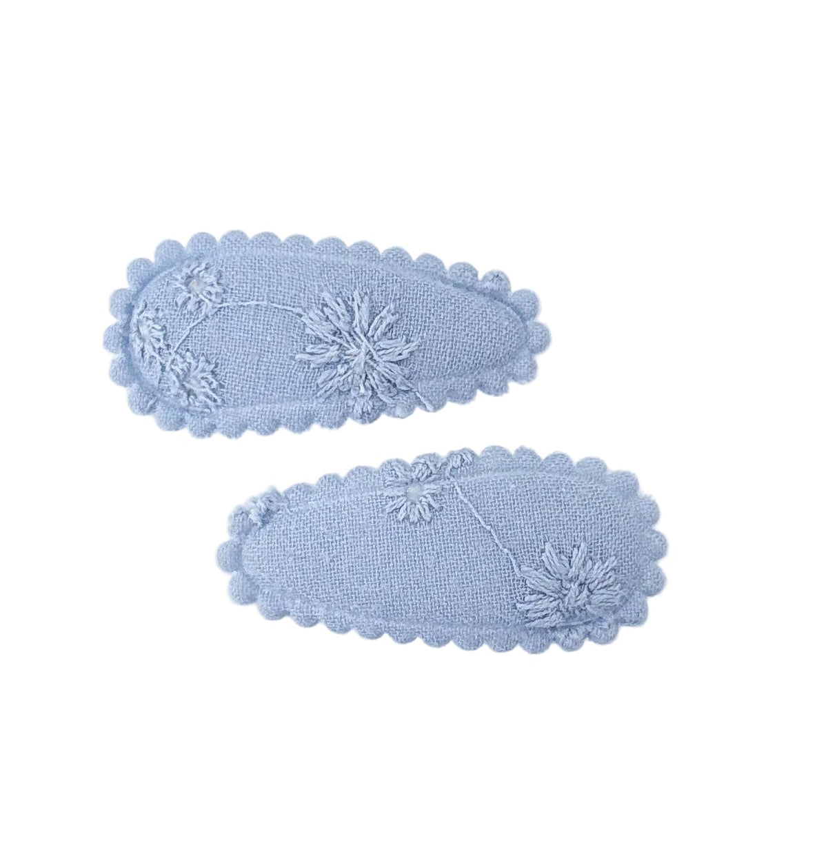Soft Blue Embroidery Mini Cotton Snaps