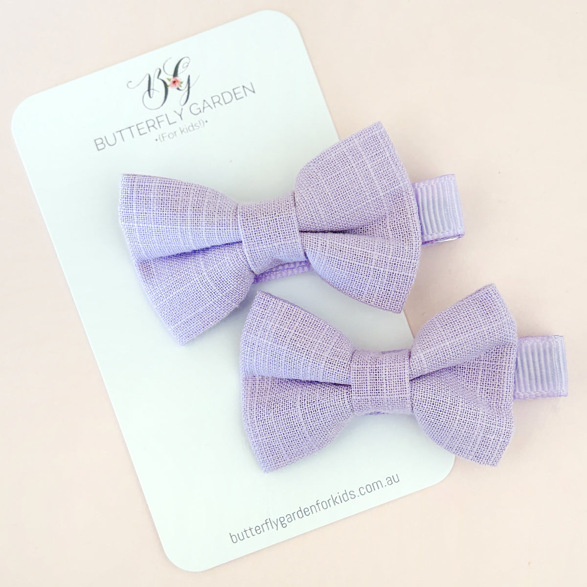 Fairytale Bows pigtail pair clips - Lavender Fairy Dust