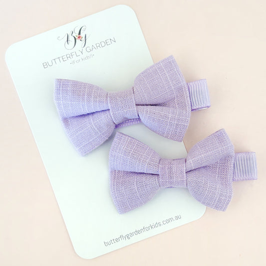 Fairytale Bows pigtail pair clips - Lavender Fairy Dust