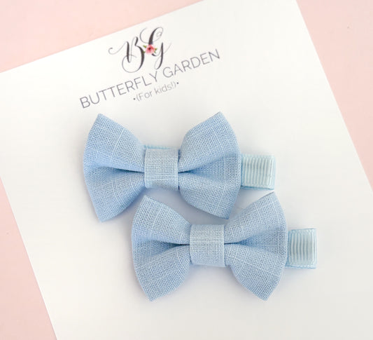 Fairytale Bows pigtail pair clips - Enchanted Sky Blue