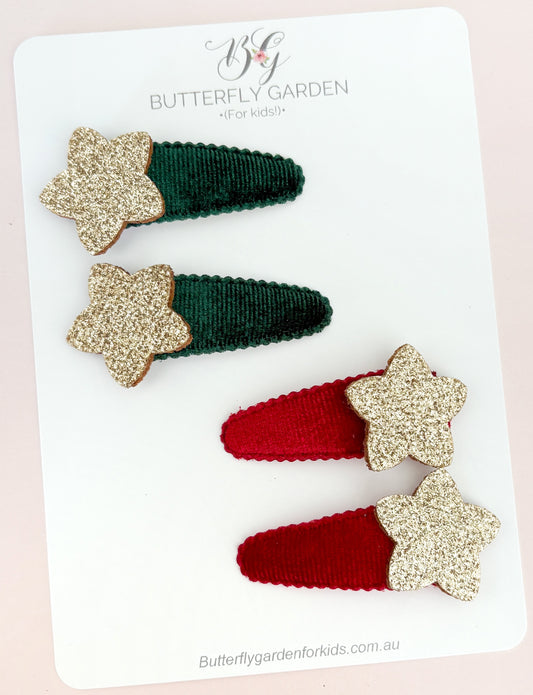 Velvet Stars snap clip duo's - 2 colours to choose from