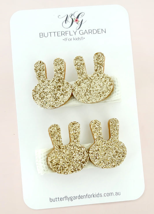Glitter Bunny fringe clip duo