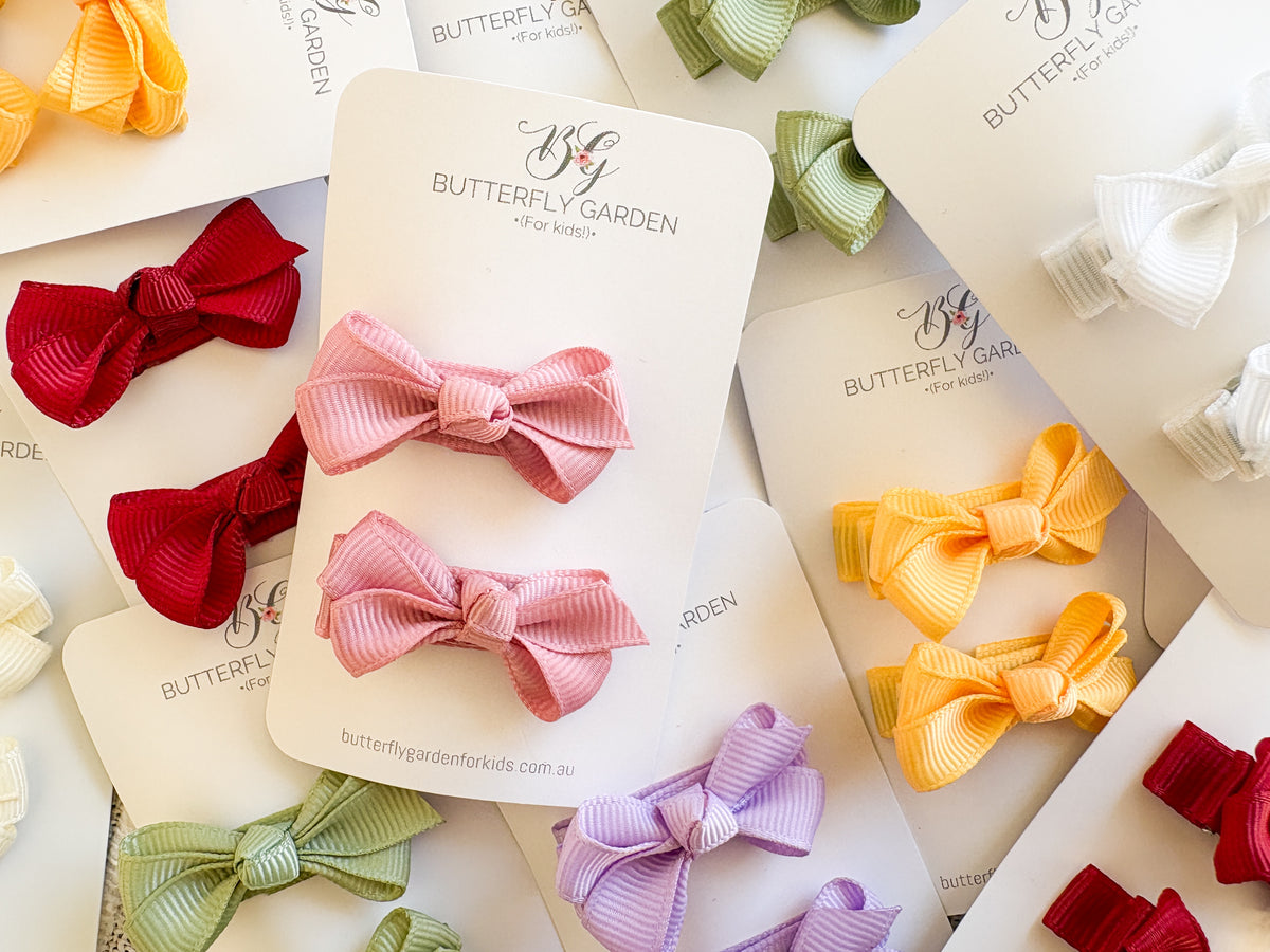 Jewel Bow Clip Pairs - 7 essential colours