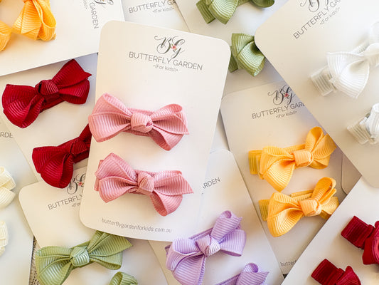 Jewel Bow Clip Pairs - 7 essential colours