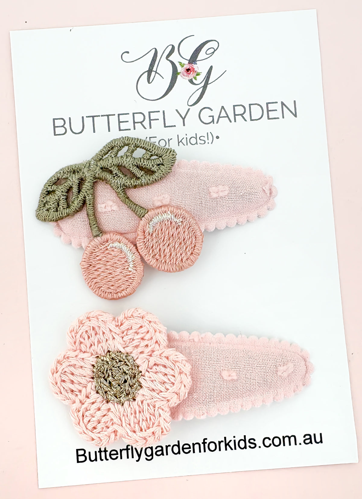 Cherry Blossoms Snap Fringe Clips- Pink or Ivory set
