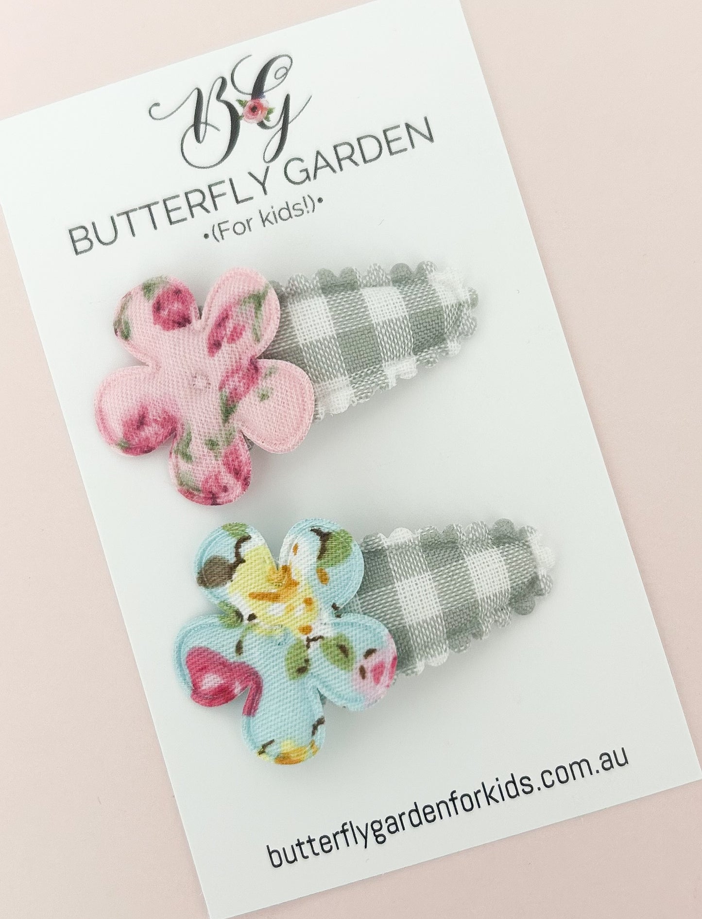 Gingham & Florals baby nonslip clip duo