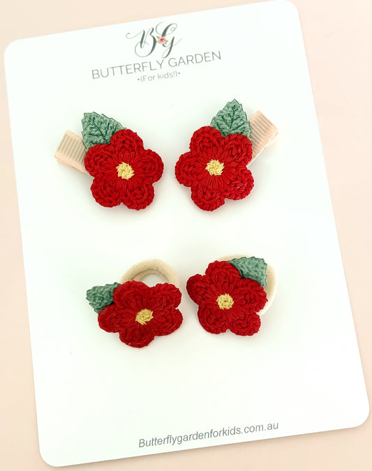 Joyful Bloom hair clips or petite hair tie pair
