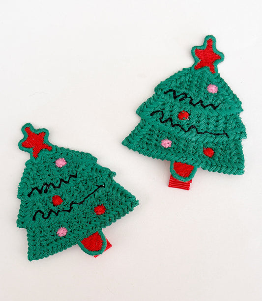 Embroidered Christmas Tree - Single nonslip clip