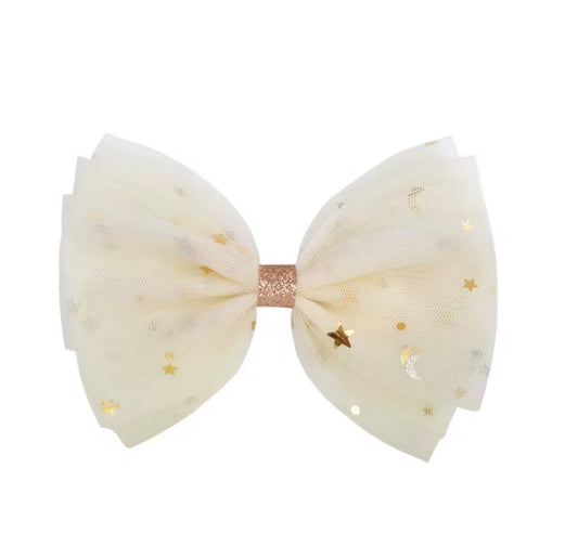 Little Rockstar Bow Clip - Light Ivory