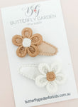 Honey & Cinnamon Blooms - baby nonslip clip duo