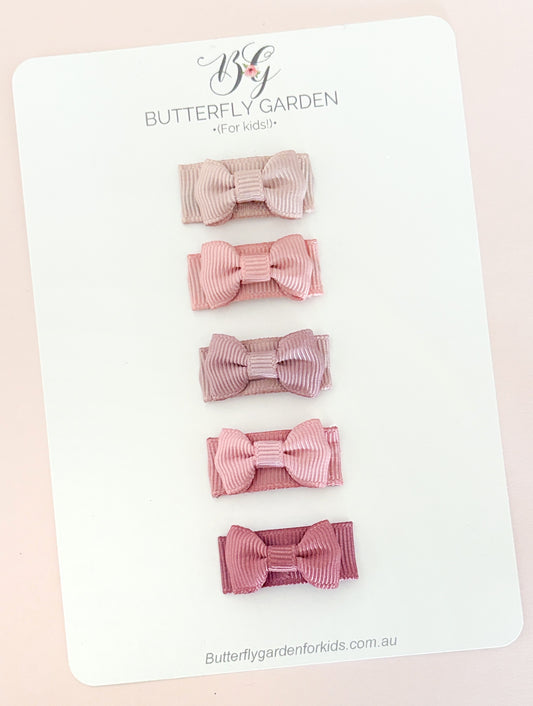 New! Essentials Delicate Bow set x 5 baby nonslip clips - Amelie