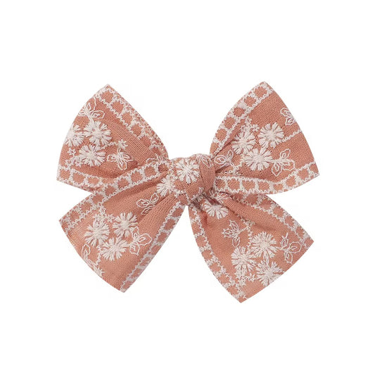 Pixie Bows embroidery hair clip - Cinnamon