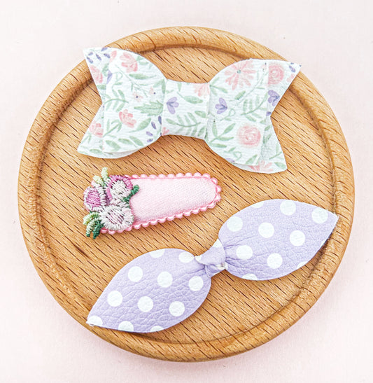 Lavender Fields bows -    baby nonslip clip trio