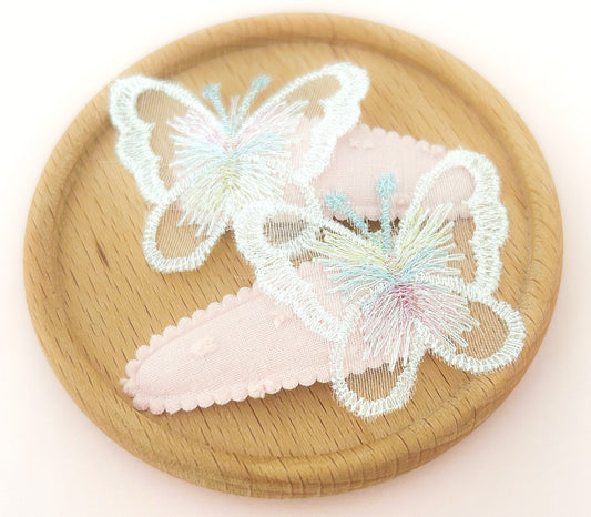 Shimmer Butterfly fabric snap clip duo