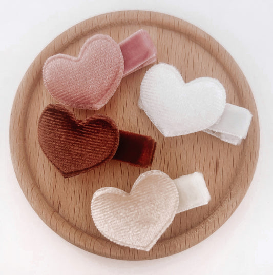 Velvet Heart fringe clips- 8 colours to choose from