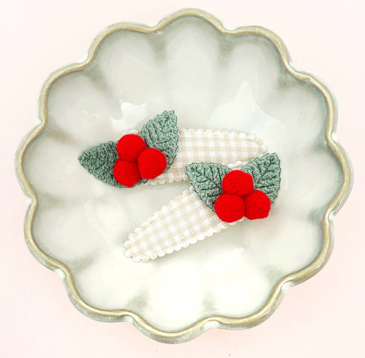 Holly Fabric Snap Clip -single or pair