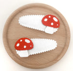 Fairy Toadstool fabric snap clip duo - Baby or Girls size