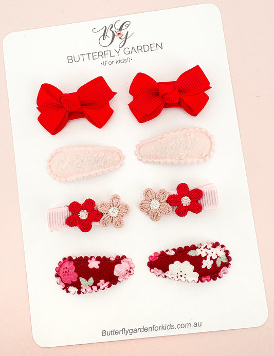 Cherry Red Twinset - baby nonslip clips Essentials pack