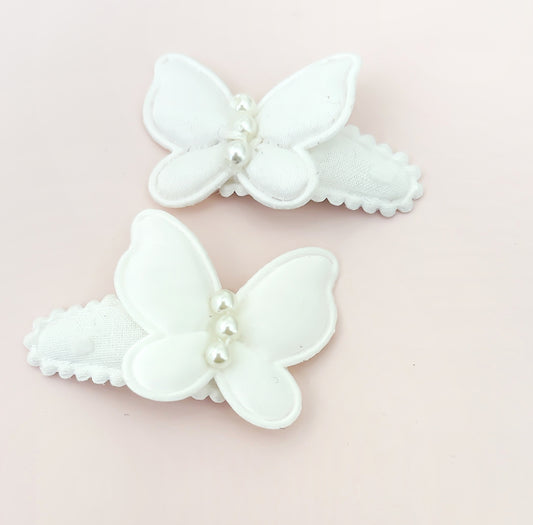 Whisper White Butterflies baby nonslip clip pair