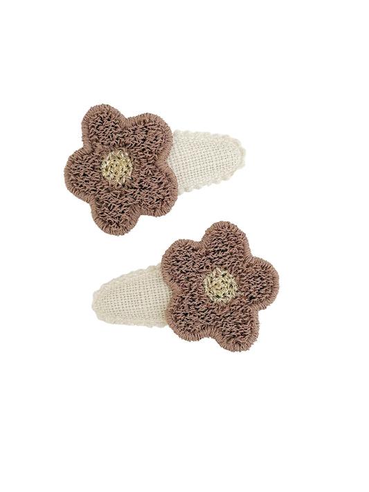 Neutral Blooms baby nonslip clip pair- Chocolate