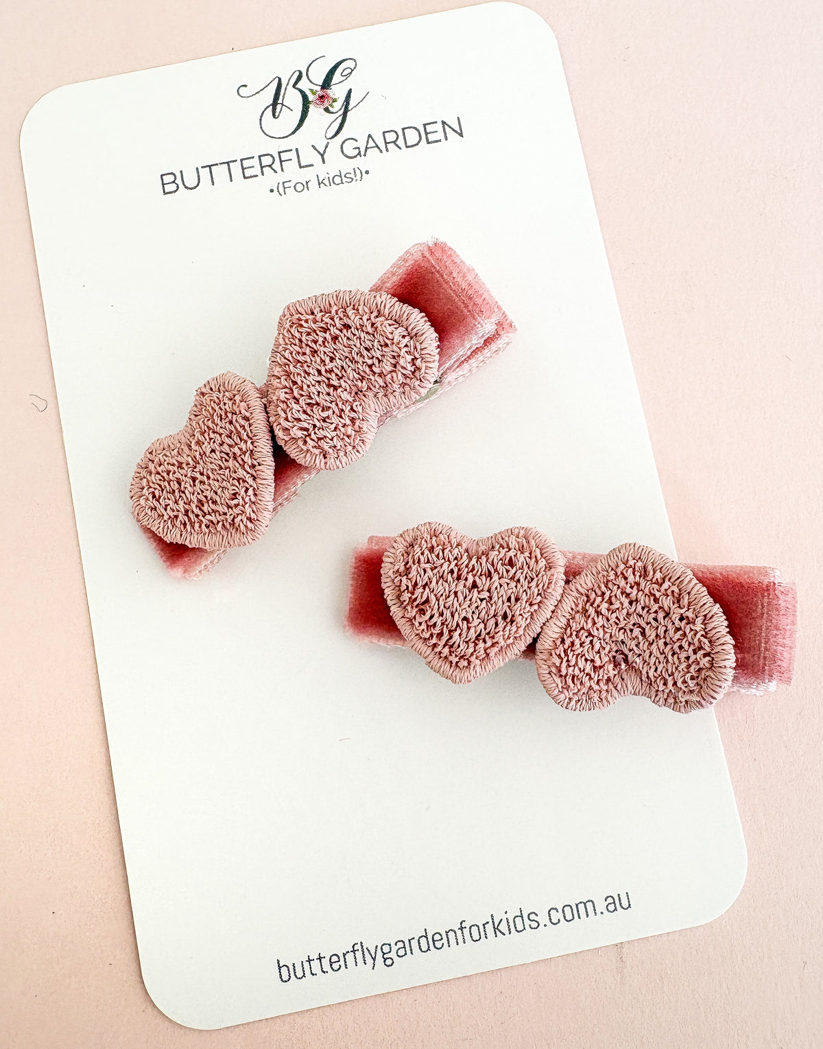 New! Twin Heart Fringe Clip duo