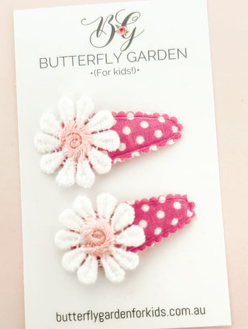 'Sun & Daisies’  limited edition polkadot baby nonslip clip duo