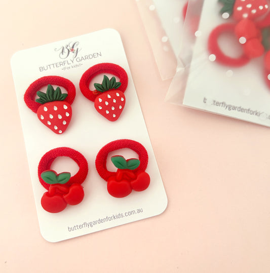 Petite hair tie twinset - Berries & Cherries