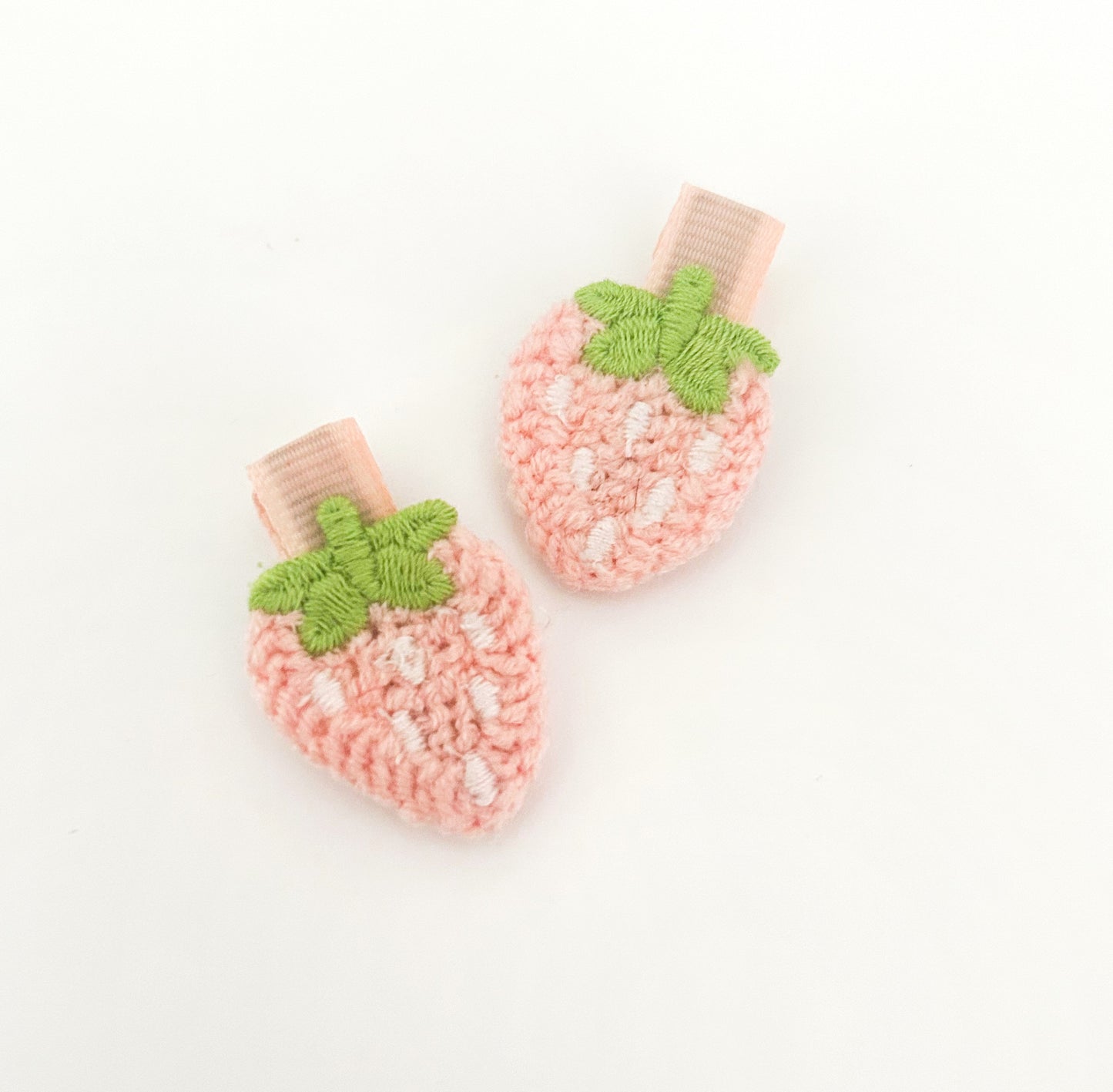 Rosy Orchard crochet mini fringe clips - Pair or single clip- Peach, Strawberry or Watermelon nonslip