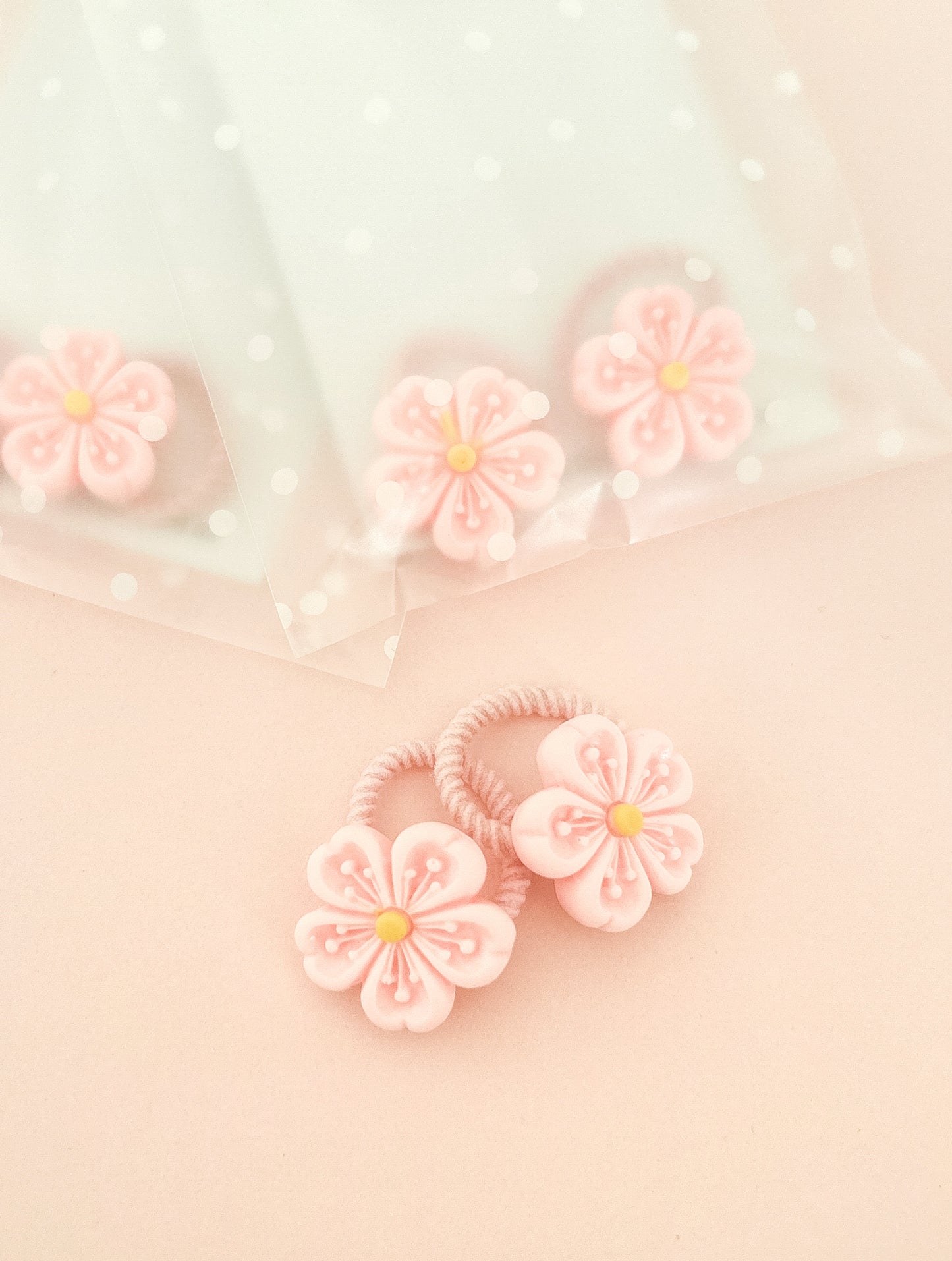Mini hair tie set - Peach Blooms