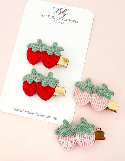 New! Berry Bliss Fringe Clip duo- Red or Pink