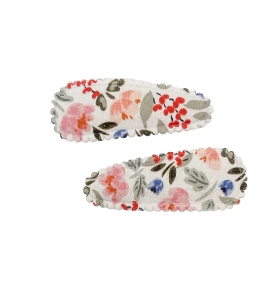 Storybook Blooms Fabric Snap Fringe clip duo