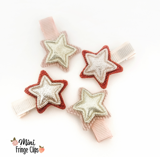 Rockstar Mini Fringe Clip pair - pink or poppy/blush