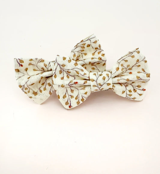 Linen Bow Mini Hair Ties - Tiny Blossoms
