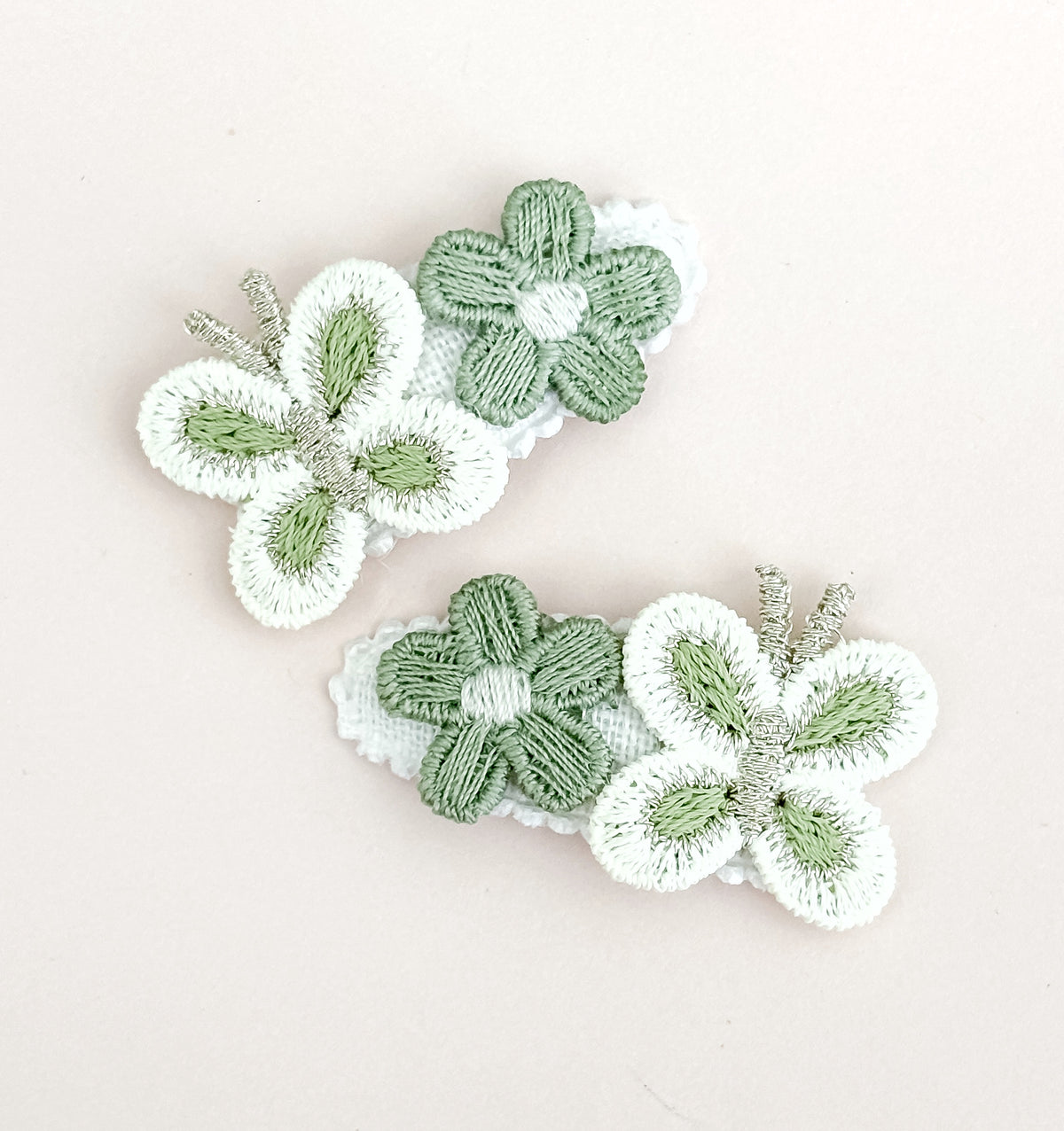 Sage Butterflies & Blooms baby nonslip clip duo