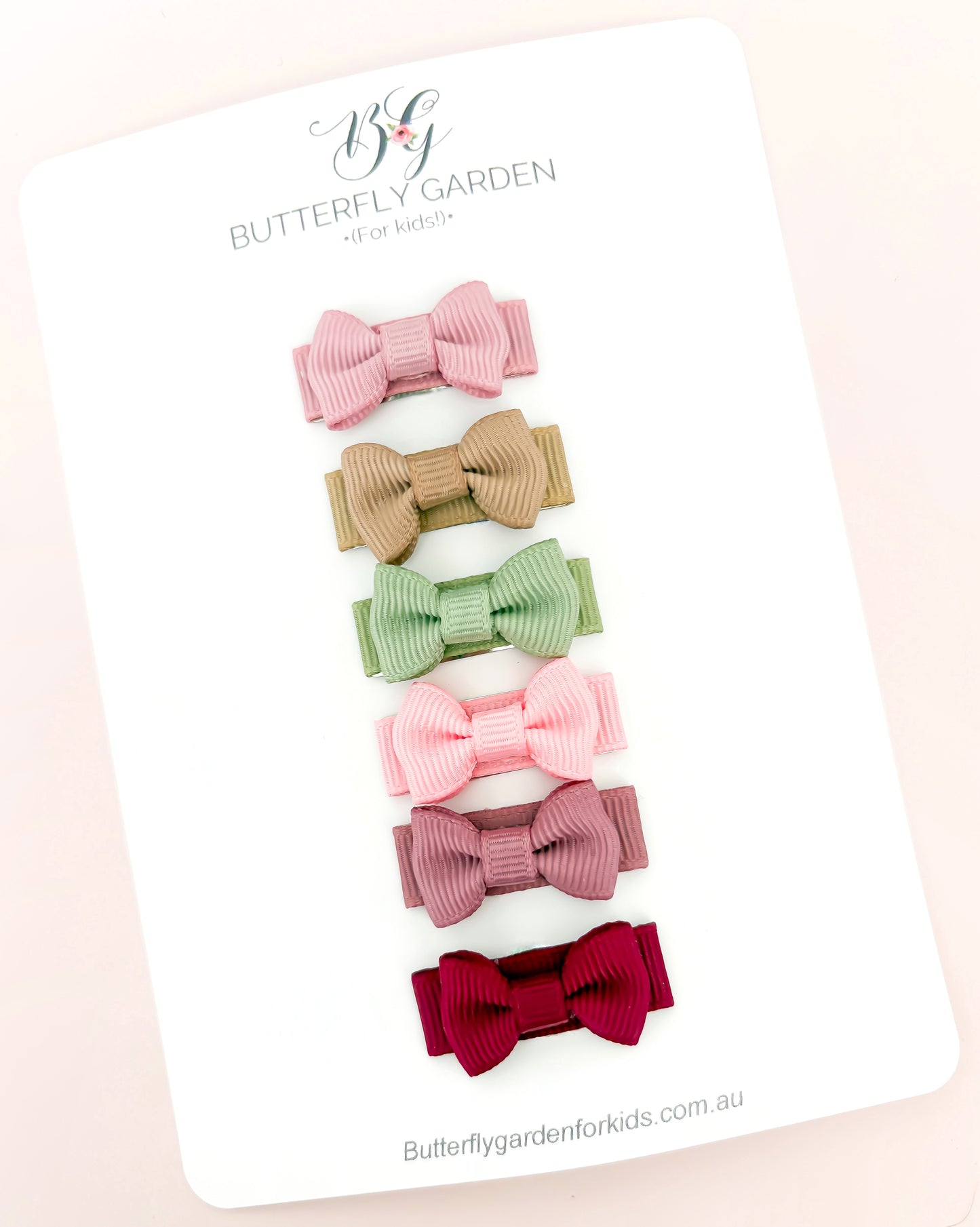 Essentials Delicate Bow set x 6 baby nonslip clips