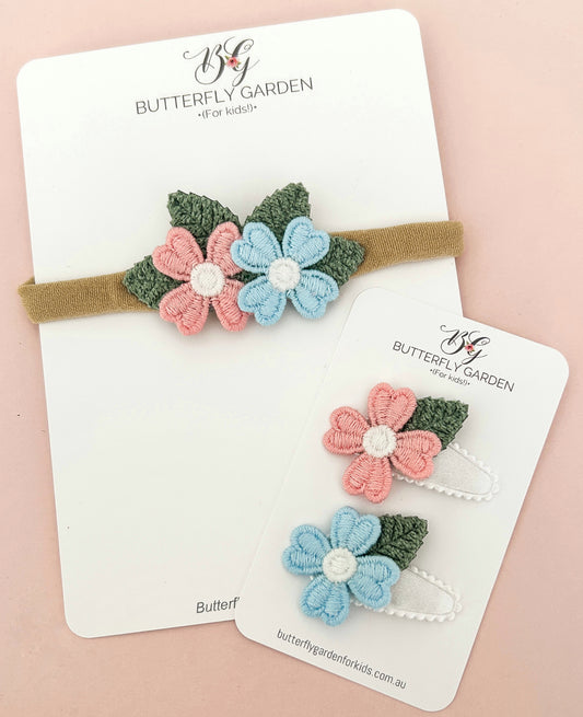 Seaside Daisies - Baby nonslip clips or stretch Headband