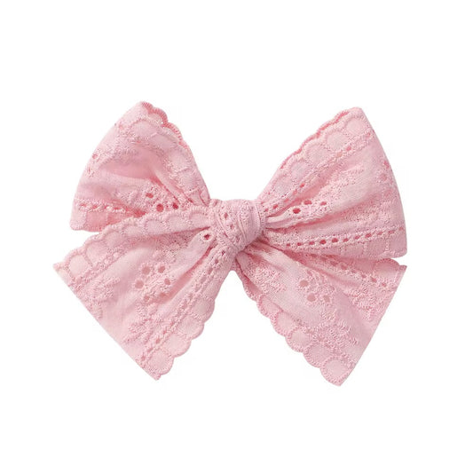 Milkshake embroidery hair clip bow- Strawberry