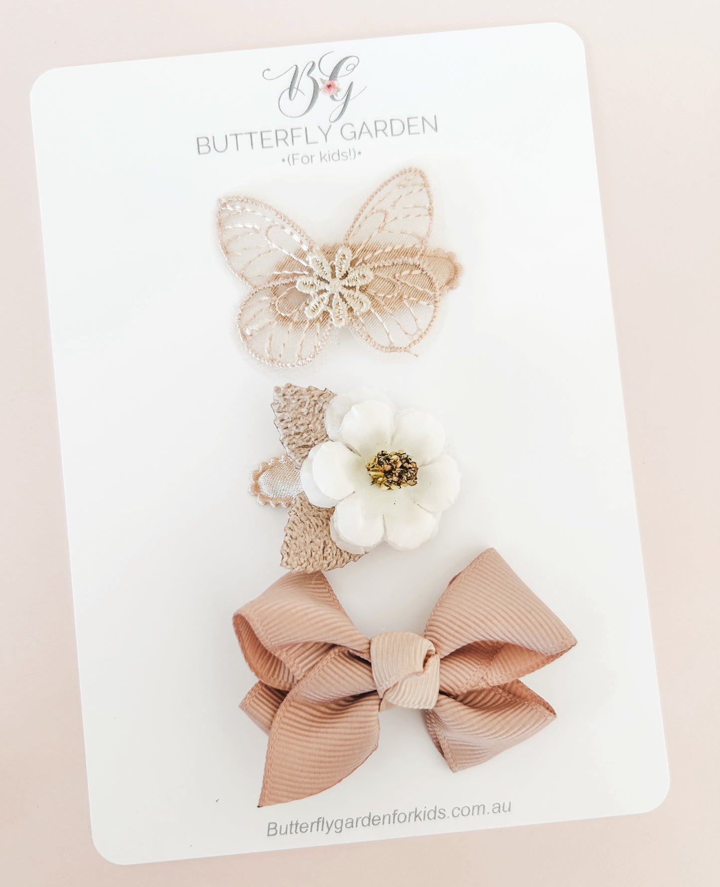 Luxe trio of baby hair clips - soft golds