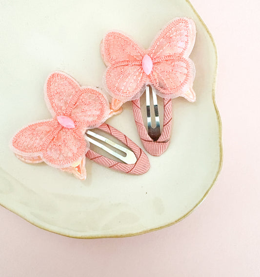 New! Peach Butterfly Fringe clips - Single or Pair