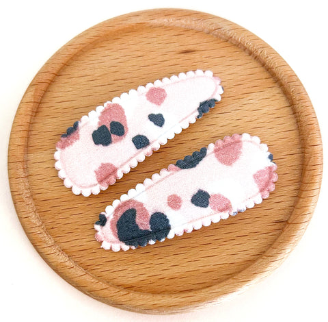 Pink Leopard fabric snap clip duo